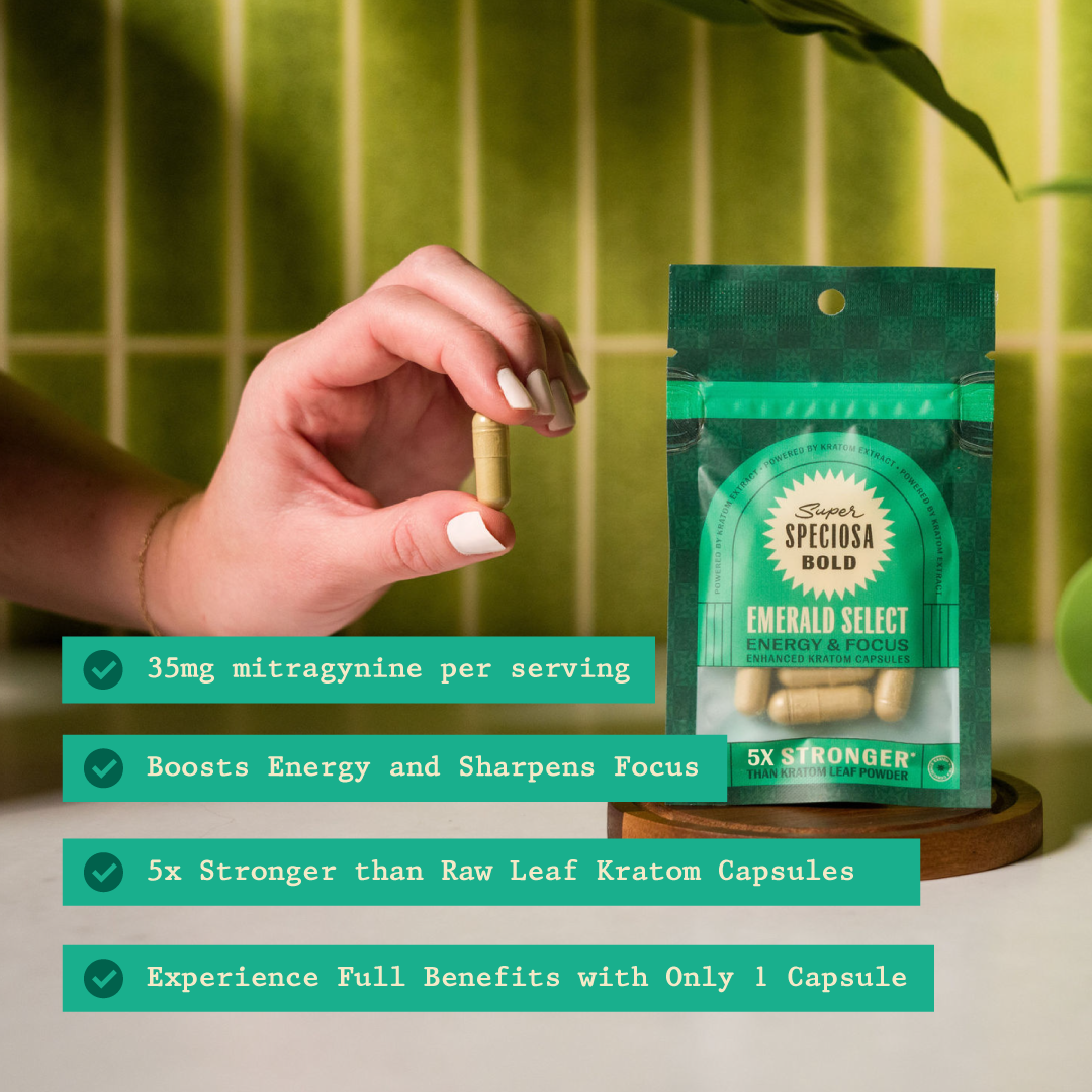 Emerald Select Enhanced Kratom Capsules | Super Speciosa