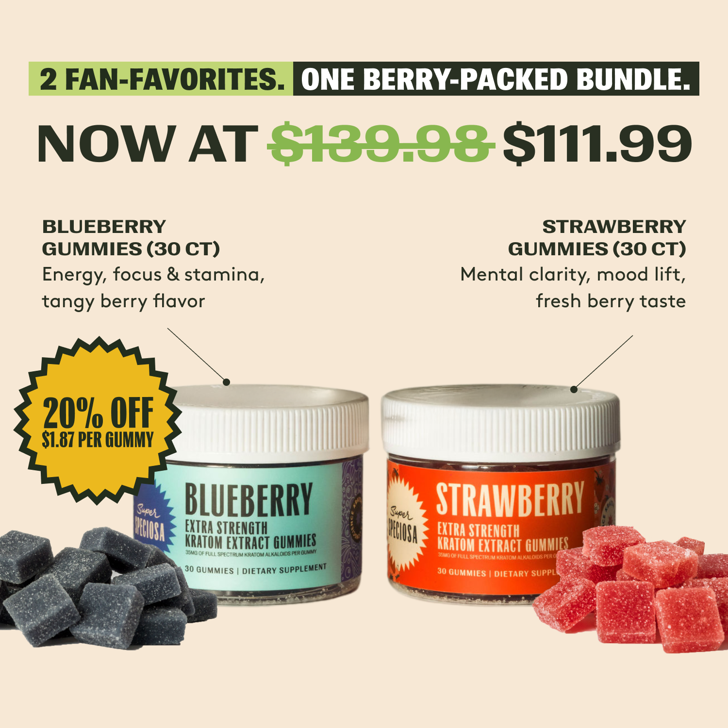 Very Berry Kratom Gummy Duo | Save 20% on Gummies – Super Speciosa