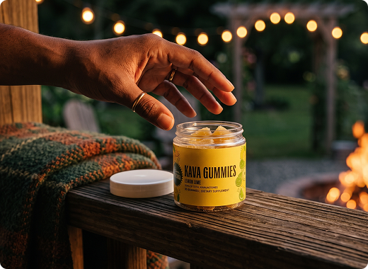 Kava gummies by a fire