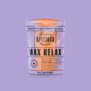 Super Speciosa Max Relax kratom with kratom powder drink mix.