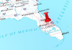 Detailed Map of the State of Florida. Source Map: http://www.lib.utexas.edu/maps/united_states.html#usa 3D rendering