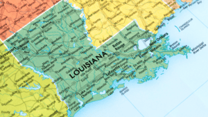 Map of the state of Louisiana, where kratom policy is enacted.