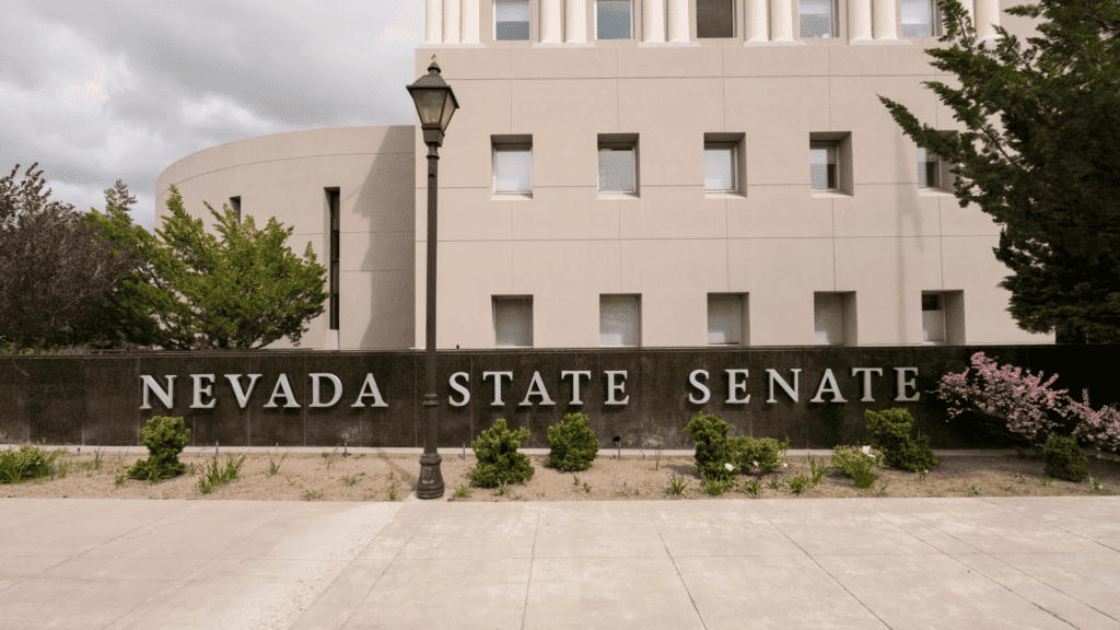 Nevada state capitol building entrance.