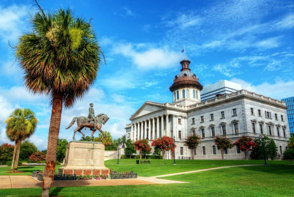 South Carolina State House in South Carolina capitol Columbia, where kratom ban bill was expired.