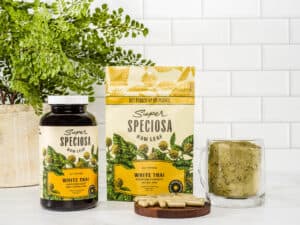 Super Speciosa selection of White Thai kratom powder and kratom capsules. Learn the difference between kratom powder and kratom capsules in this blog.