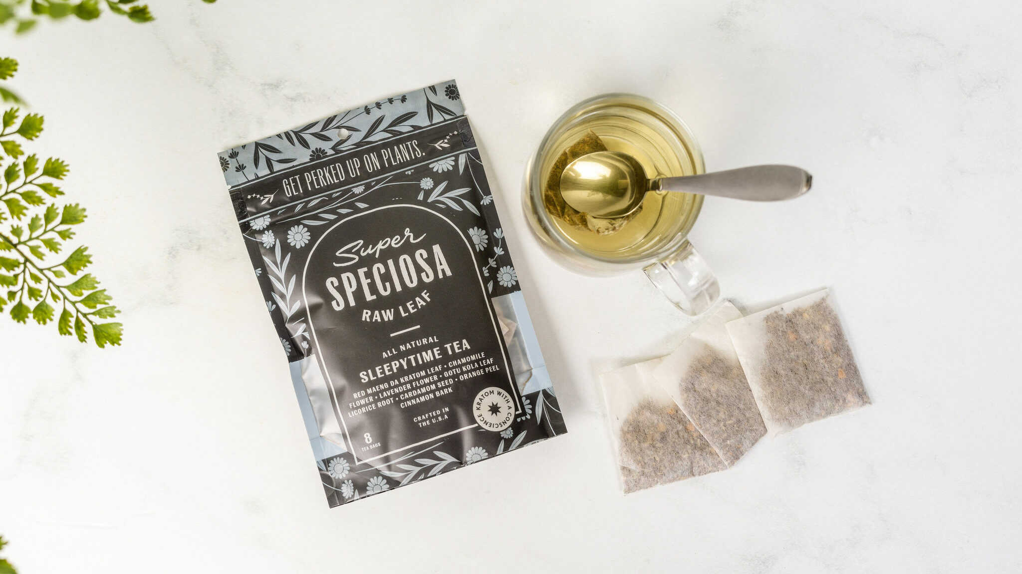 Super Speciosa sleepytime kratom tea bags. Choose this kratom tea if you need a restful sleep!
