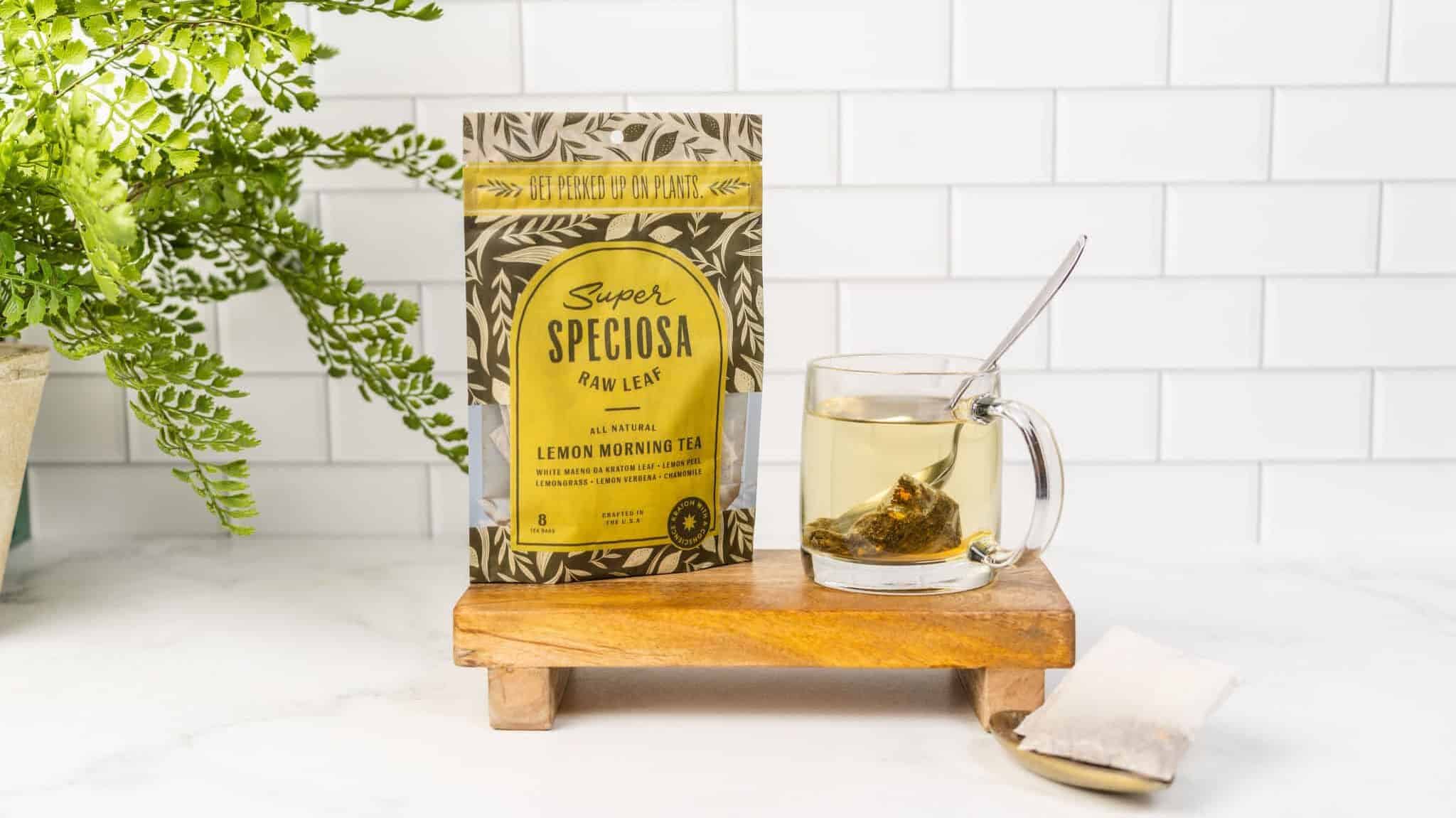 Super Speciosa lemon morning kratom tea bags for energy. Choose the right kratom tea for you!