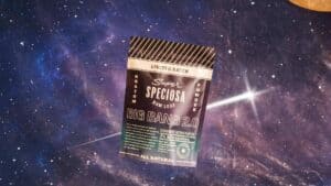 Super Speciosa Special Batch Big Bang 2.0 kratom powder bag with galaxy background